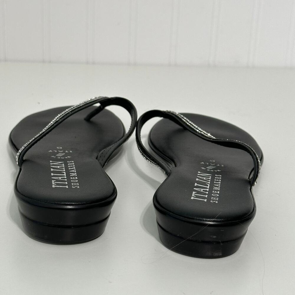 Italian Shoemakers Black Rhinestone Flip Flop Sandals Made in Italy Size 6 - Picture 8 of 11
